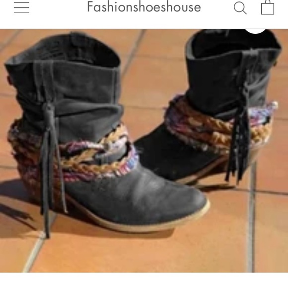 NWOB Black boho western booties. Never worn. Fashion shoe house. Size 6 - Picture 5 of 6